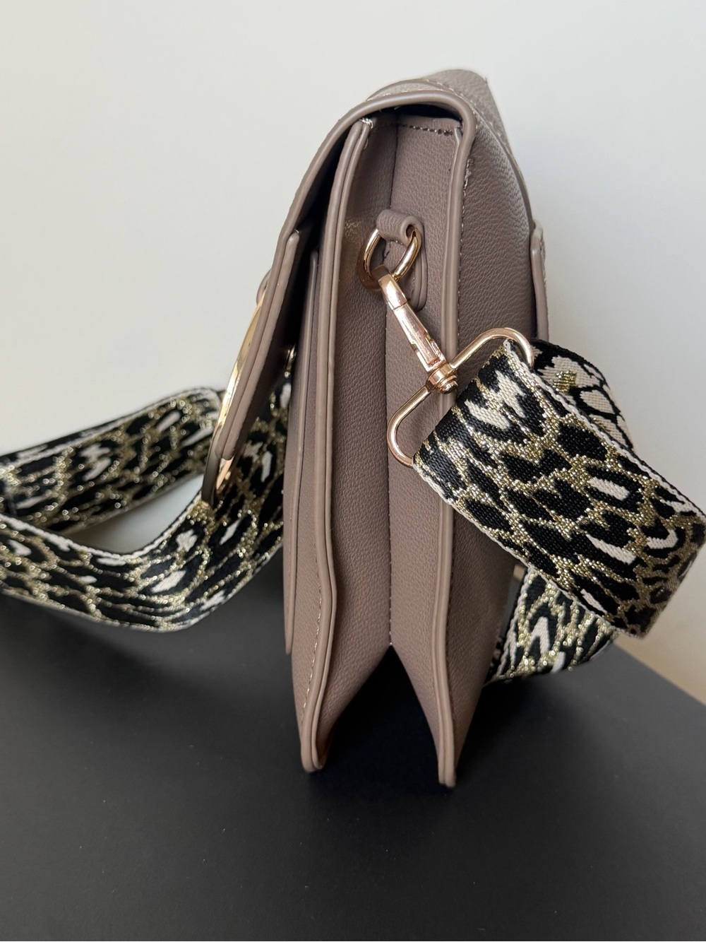 Taupe Crossbody Bag with Gold Ring Accent by Brentano - Picture 13 of 14